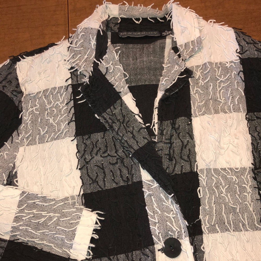NEW IDENTITY Black & White Textured Jacket Blazer